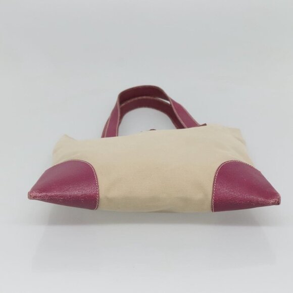 PRADA Hand Bag Canvas Leather Beige Purple Silver Auth - Picture 13 of 16